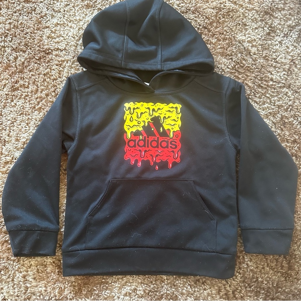 Adidas Toddler Boys Melting Graphic Print Logo Pullover Hooded Sweatshirt 3T